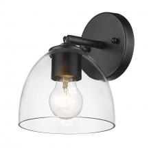  6958-1W BLK-BLK-CLR - Roxie 1 Light Wall Sconce in Matte Black with Matte Black Accents and Clear Glass Shade